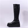 Marco Moreo Vale Side Zip Knee High - Black Leather